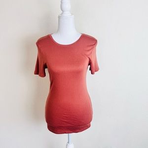 A New Day Burnt Orange Basic Soft Fitted Short Sleeve Tee T-Shirt Top